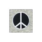 Peace Sign 3 Inches White On Black Patch