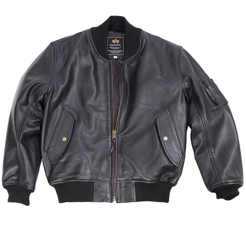 Alpha Mens Leather MA-1 Flight Jacket