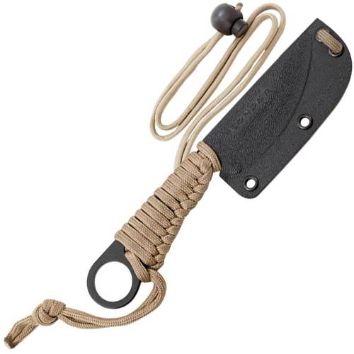 Kickback Fixed Blade Knife with cord, your reliable partner in every adventure, all in black 