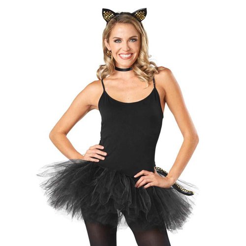 Women Kitty Punky Costume Kit - Black