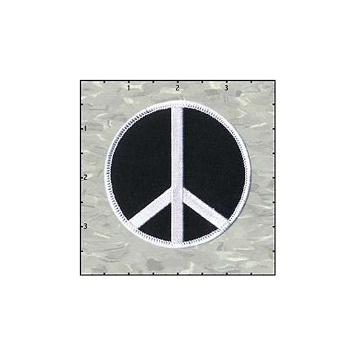 Peace Sign 3 Inches White On Black Patch