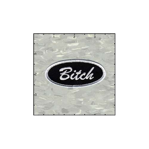 Name Tag Bitch White On Black Patch