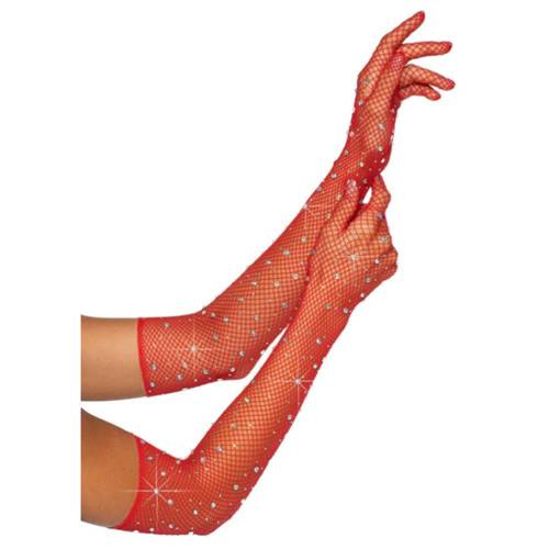 Rhinestone Bling Ring Fishnet Gloves