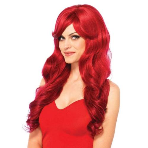 Wavy Red Wig With Adjustable Strap