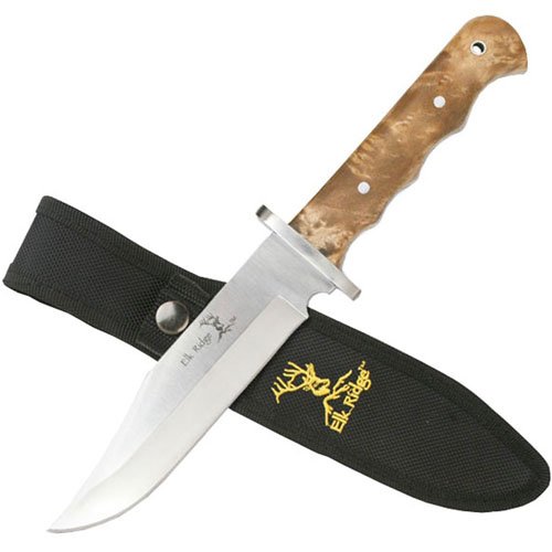 Elk Ridge Burl Wood Handle Fixed Blade Knife