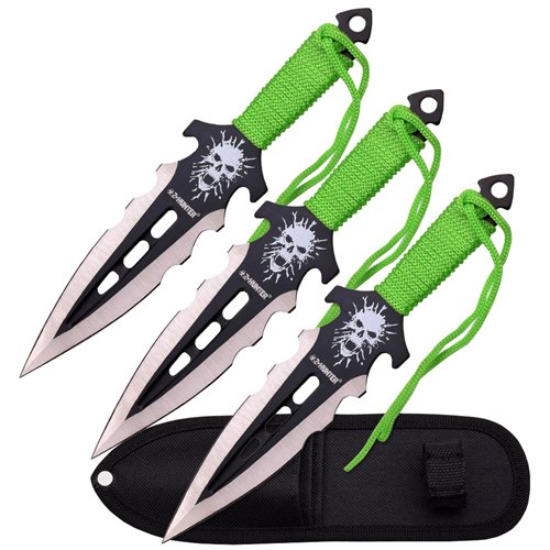 Z Hunter Green Cord Wrapped Handle Throwing Knife Set