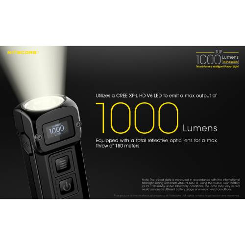 Flashlight - TUP - 1000 Lumen -  Gray