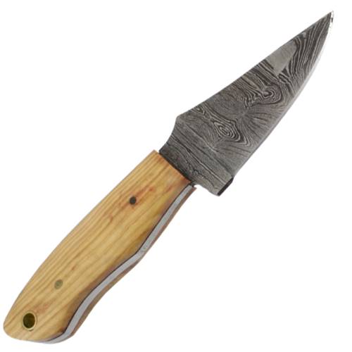 Damascus Fixed Knife w/Olive Wood Handle