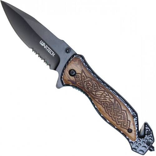 Discover the Neptune Celtic Black Folding Knife featuring Celtic wood accents. Versatile, durable, and perfect for everyday carry. Elevate your gear now!