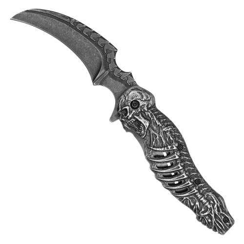 8.5'' Metallic Skull Pouch Knife