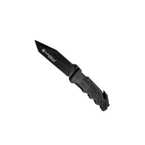Smith & Wesson Border Guard 4 W Black Coated Stainless Steel Tanto Blade & Black