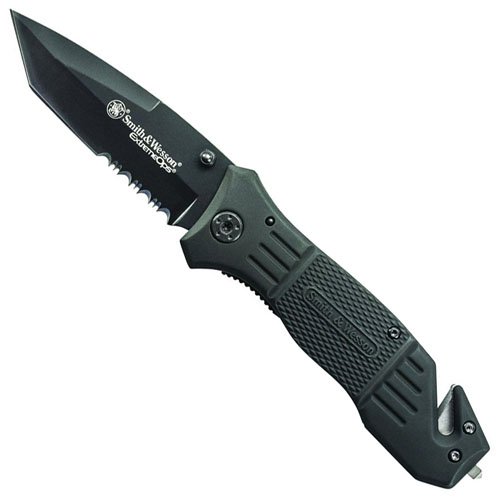 Smith & Wesson 1St Response Black Folding Knife - Half Serrated Edge
