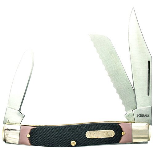Schrade Old Timer Blazer Folder With Clip Serrated Sheepfoot And Spey Blades