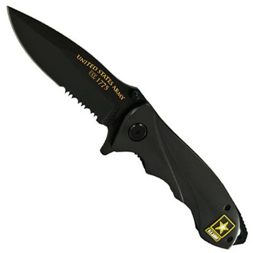 Schrade US Army Linerlock Black Stainless Steel Drop Point Blade Folding Knife