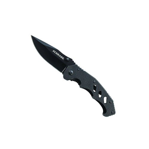 Schrade Black 8Cr13mov Clip Point Blade With Aluminum Handle Thumb Knobs Liner Lock