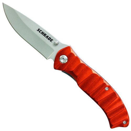 Schrade Orange Aluminum Folder Drop Point 9Cr18MoV Steel Blade Liner Lock Thumb Studs