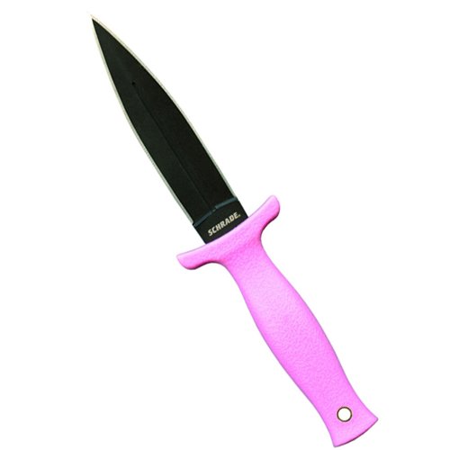 Schrade 7 Inch Double Edged Boot Knife 7Cr17 Steel Pink Handle