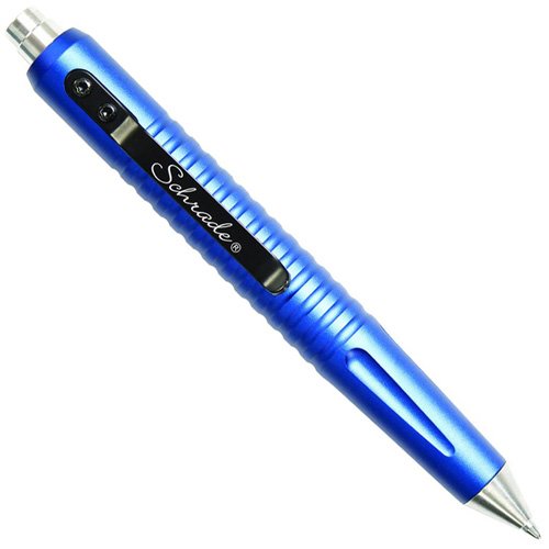 Schrade MATTE Blue Push Button Tactical Pen With Schmidt Easyflow Ink Cartridge.
