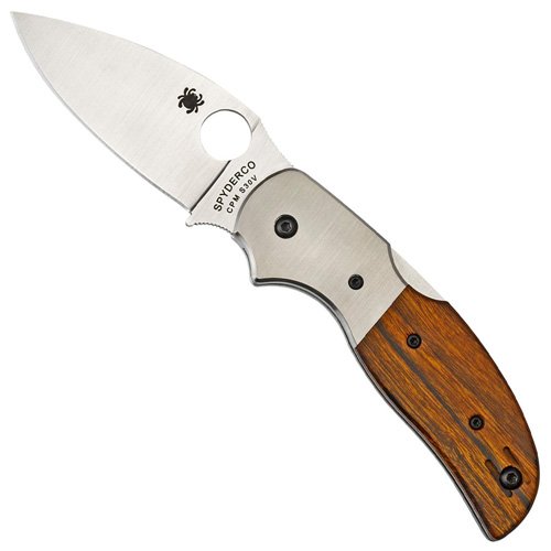 Spyderco Sage4 Wood Titanium Bolsters Plain Edge Folding Knife