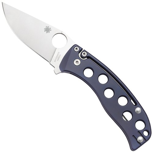 PITS Blue Titanium Handle Folding Blade Knife