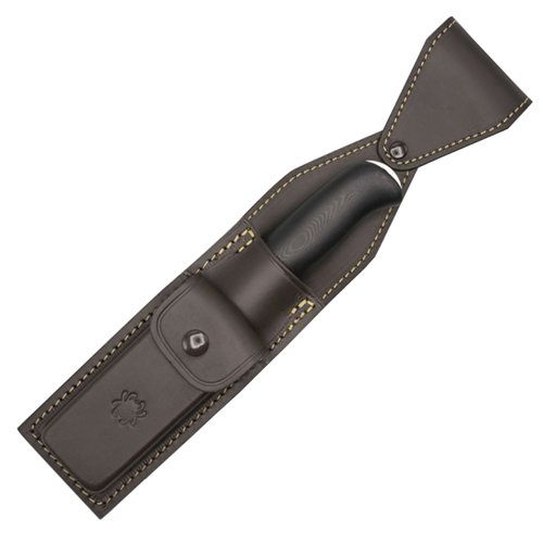 Zoomer Plain Edge Fixed Blade Knife w/ Leather Sheath