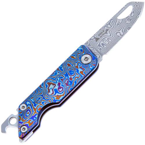 SRM Folding Knife 6435-TL TC4 Damascus Pattern Handle