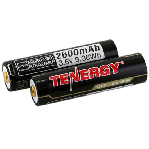 Tenergy Li-ion 18650 2600mAh W/ Micro-USB Charging Port 2-Pack
