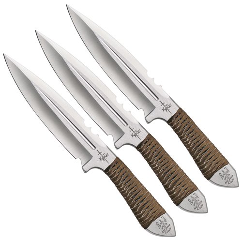 Kit Rae Leather Wrapped Grip Triple Knife Throwing Set
