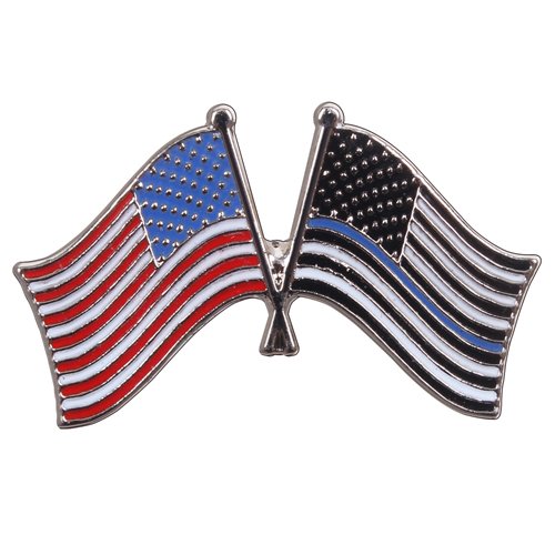Thin Blue Line US Dual Flag Pin