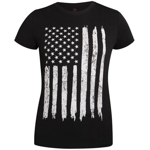 Ultra Force Womens Distressed US Flag Long T-Shirt