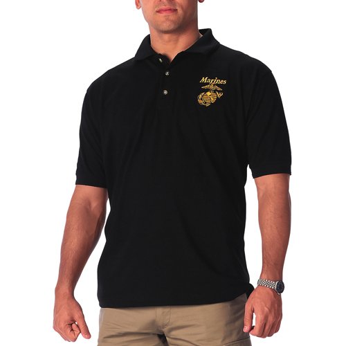Mens Military Embroidered Marines Polo T-Shirt