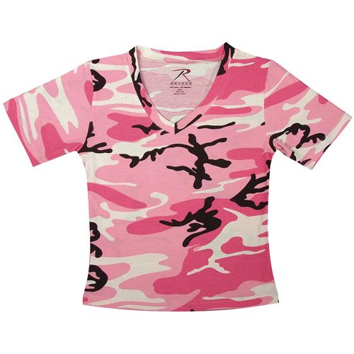 Womens Short Sleeve Camo V-Neck T-Shirt