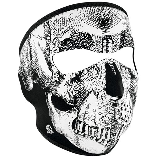 Zan Headgear Black & White Neoprene Glow In The Dark Skull Face Mask
