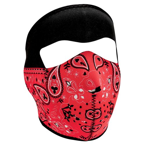 Zan Headgear Neoprene Red Paisley Bandana Full Face Mask