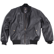 Alpha Mens Leather MA-1 Flight Jacket