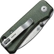 Baby Banter Folding Knife - Green Micarta Handle: Experience the elegance and functionality of this folding knife with a striking green Micarta handle.