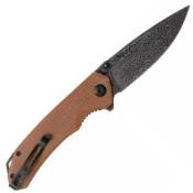 Brazen Damascus Folding Knife w/ Micarta Handle
