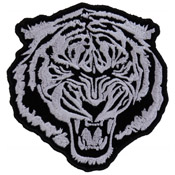 Small White Baron Tiger Cloth Patch - 3.75x4 Inch