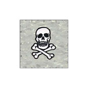 Skull Classic 2.75 Inches Black On White Patch