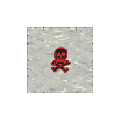 Skull Classic 1.5 Inches Red On Black Patch