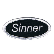 Fuzzy Dude Sinner Name Tag Embroidered Patch