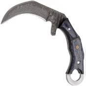 8.5'' Damascus Karambit w/ Wood Handle