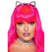 Charming Rhinestone Cat Ear Headband and Choker