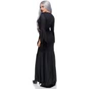 Mysterious High Slit Floor Length Bodycon Gothic Dress