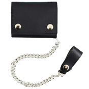 Tri-Fold Leather Chain Wallet w/ Coin Pocket