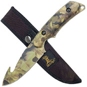 Elk Ridge 116 Camo Coated Gut Hook Blade Fixed Knife 