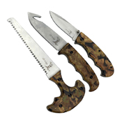 Elk Ridge Camo Coated Nylon Fiber Handle Hunting Knife 3 Piece Set