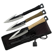 Two Tone Survival Spear Blade 3 Pcs Throwing Fixed Knife Set