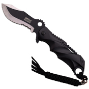 Black And Satin Half Serrated MTech Folding Knife