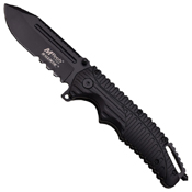 MTech USA A862BK Half Serrated Edge Folding Blade Knife - Black